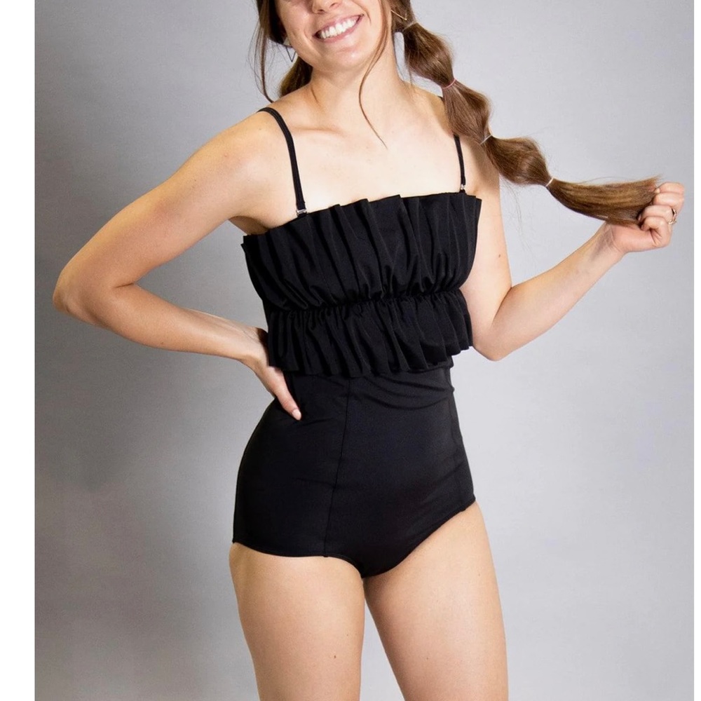 NWT Kortni Jeane Extended High Waist Bottoms, M POOL BLUE!